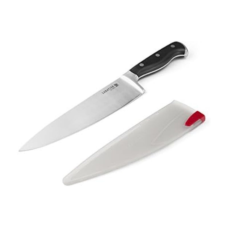 Sabatier Forged Stainless Steel Chef Knife with Edgekeeper Self-Sharpening Blade Cover, High-Carbon Stainless Steel Kitchen Knife, Razor-Sharp Knife to Cut Fruit, Vegetables and more, 8-Inch, Black - Image 1